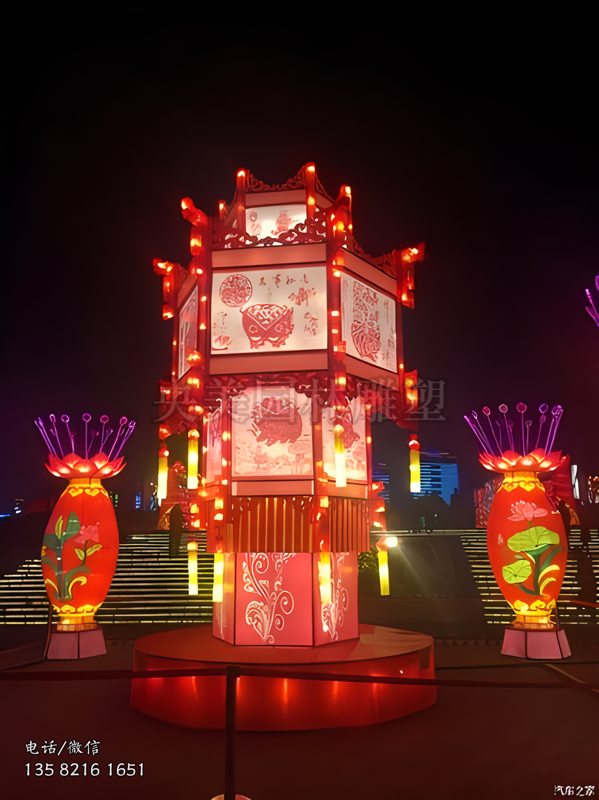 中式透光燈籠造型雕塑