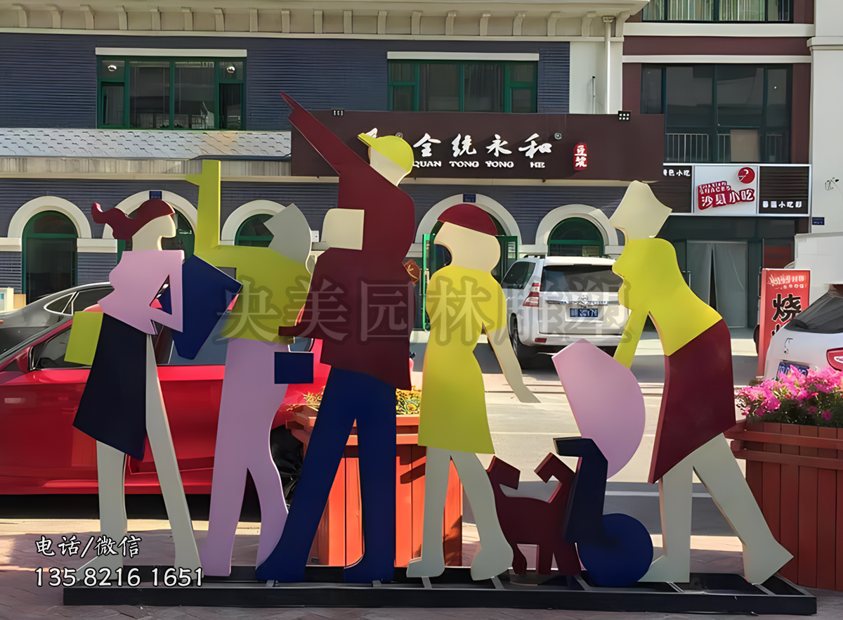 抽象剪影購物人物雕塑擺件