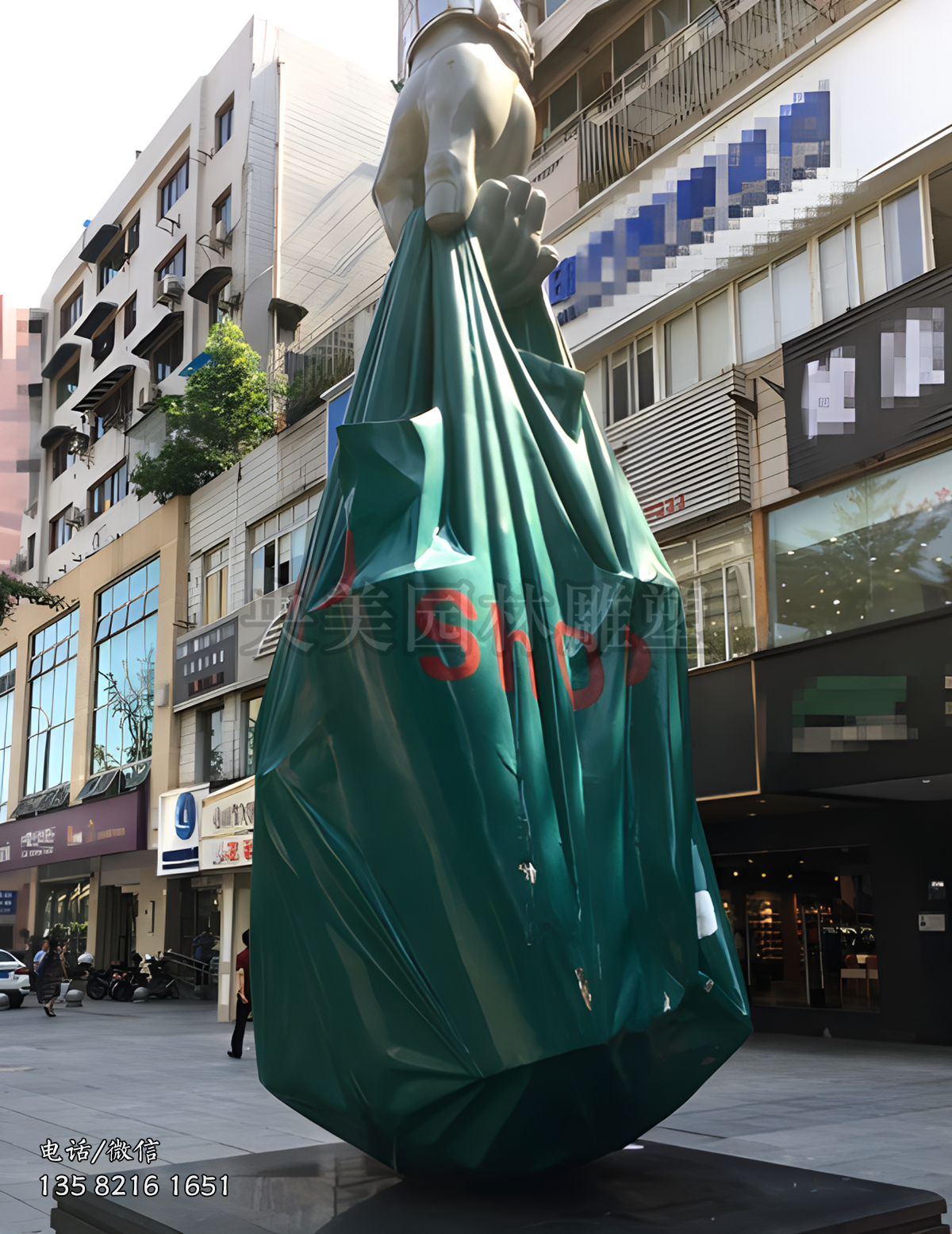 商業(yè)步行街不銹鋼購(gòu)物袋景觀雕塑