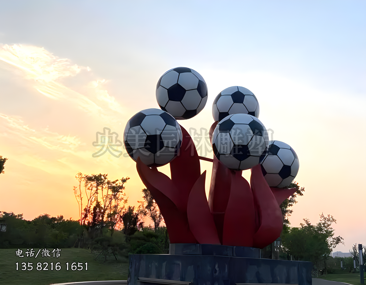 不銹鋼運動主題足球景觀雕塑