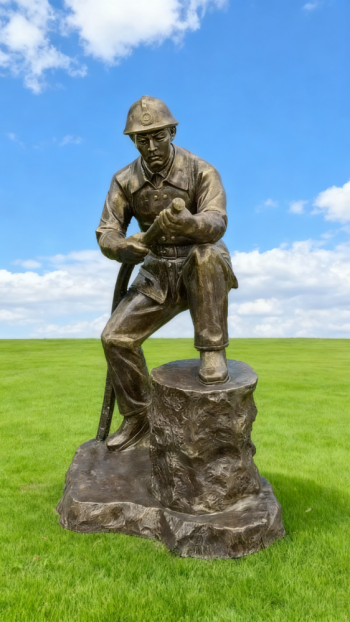 玻璃鋼仿銅消防員雕塑 (12)