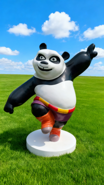 卡通玻璃鋼功夫熊貓雕塑 (3)