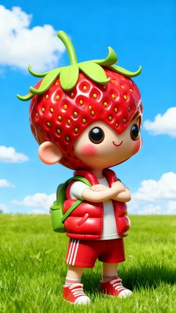 玻璃鋼卡通草莓雕塑公仔 (7)