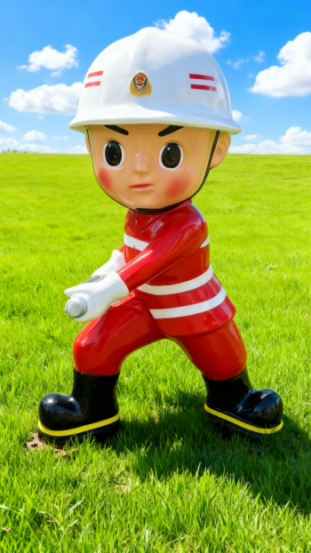 玻璃鋼卡通消防員雕塑 (18)