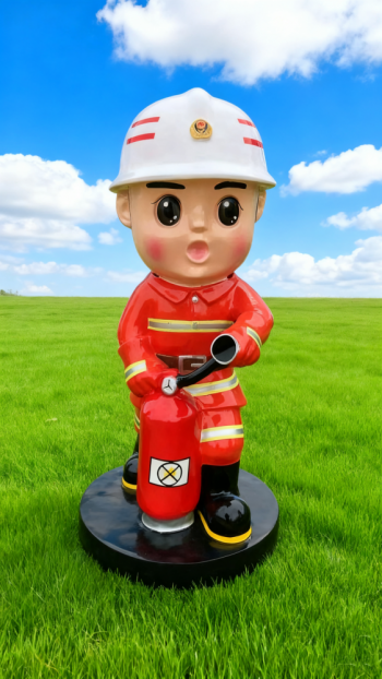 玻璃鋼卡通消防員雕塑 (24)