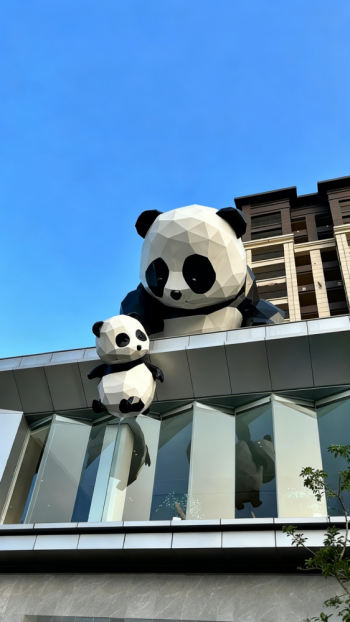 玻璃鋼母子熊貓雕塑 (5)