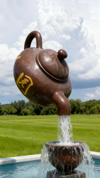 玻璃鋼懸空流水天壺茶壺景觀雕塑 (7)