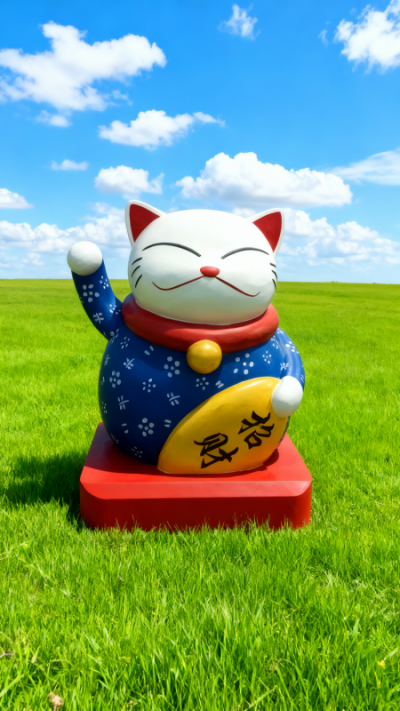 玻璃鋼招財貓雕塑 (5)