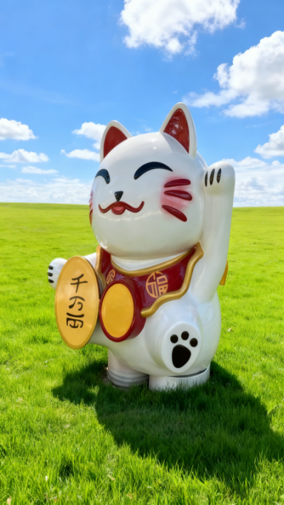 玻璃鋼招財貓雕塑 (7)