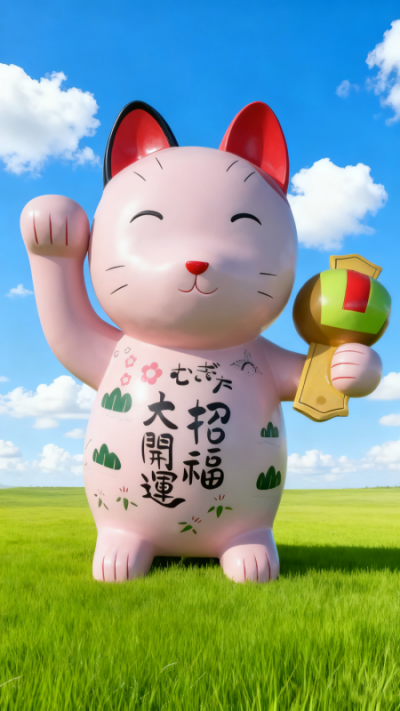 玻璃鋼招財(cái)貓雕塑 (9)