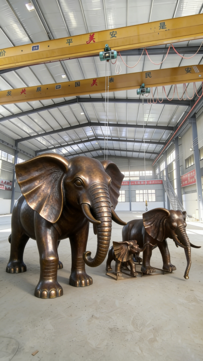 純銅鑄造大象雕塑 (2)