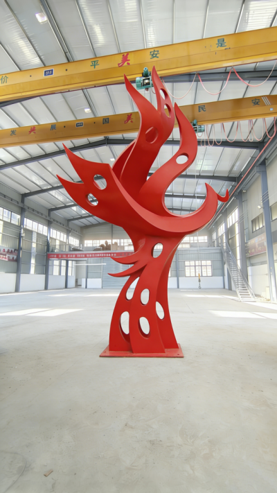 抽象不銹鋼鳳凰雕塑 (3)