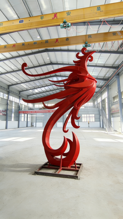 抽象不銹鋼鳳凰雕塑 (6)