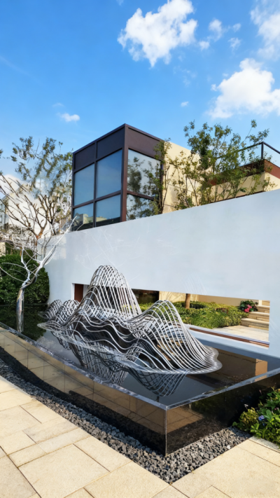 別墅庭院不銹鋼編織假山雕塑