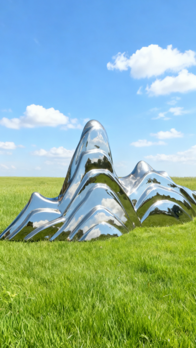 鏡面不銹鋼抽象假山雕塑