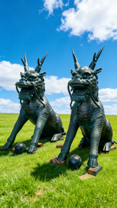 鑄銅麒麟銅雕塑 (11)