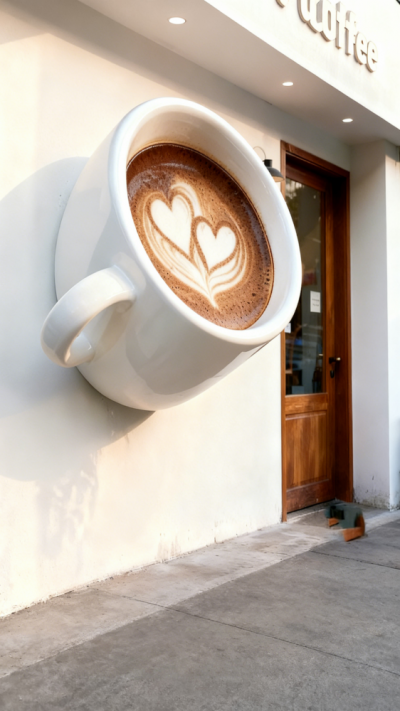 咖啡店咖啡杯子門頭裝飾雕塑