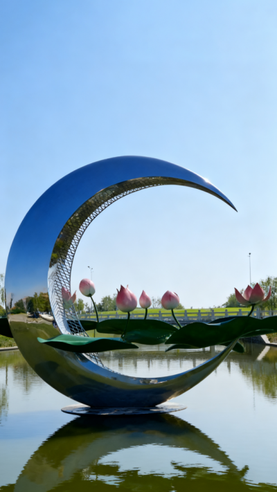 不銹鋼月亮雕塑 (1)