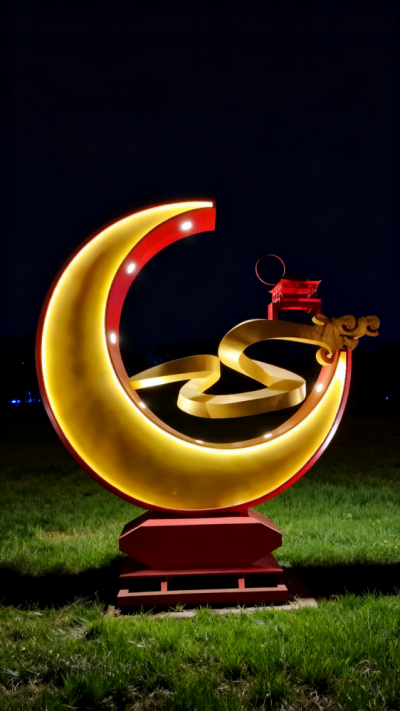 不銹鋼月亮雕塑 (7)