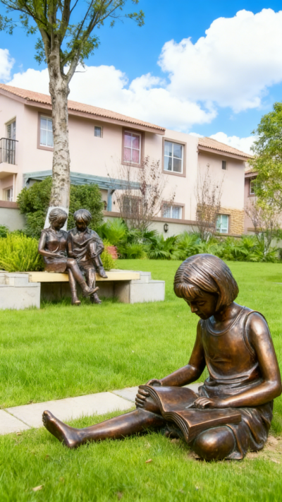 鍛銅看書(shū)女孩銅雕