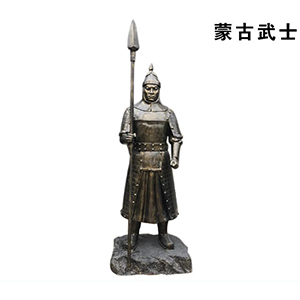 持戟的蒙古武士 玻璃鋼仿銅人物