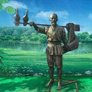 仿銅漁夫打漁人物 玻璃鋼