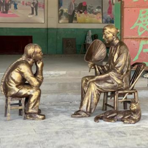 老奶奶講故事 玻璃鋼仿銅民俗生活人物
