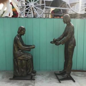 敬茶 玻璃鋼仿銅民俗生活人物