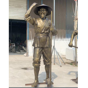 玻璃鋼仿銅農(nóng)耕除草人物