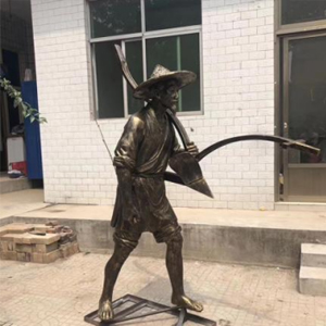 玻璃鋼仿銅農(nóng)耕扛犁人物