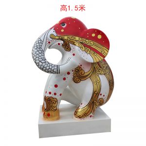 彩繪蹲象 玻璃鋼