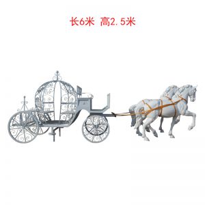 玻璃鋼鐵藝歐式白色馬拉車(chē)
