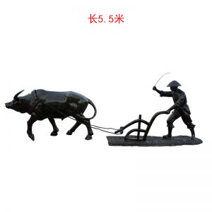 仿銅玻璃鋼農(nóng)耕牛拉犁人物