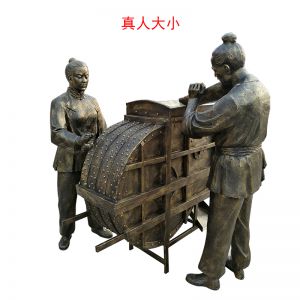 玻璃鋼仿銅農(nóng)耕打谷子民俗生活人物