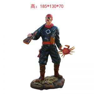 加勒比海盜（拿螃蟹）人物 玻璃鋼動(dòng)漫人物