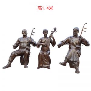 玻璃鋼仿銅拉二胡人物